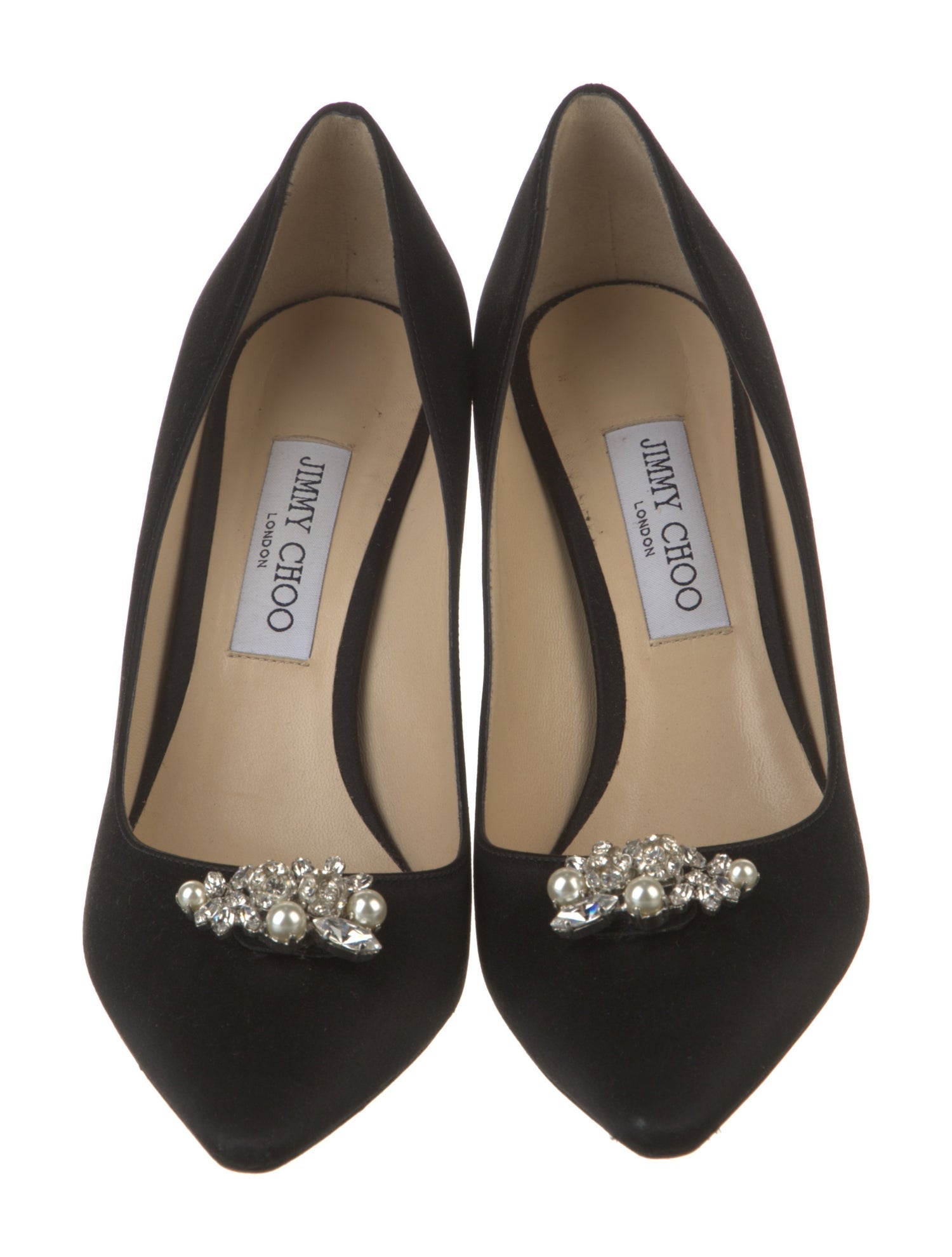 Jimmy Choo Satin Crystal Embellishments Pumps